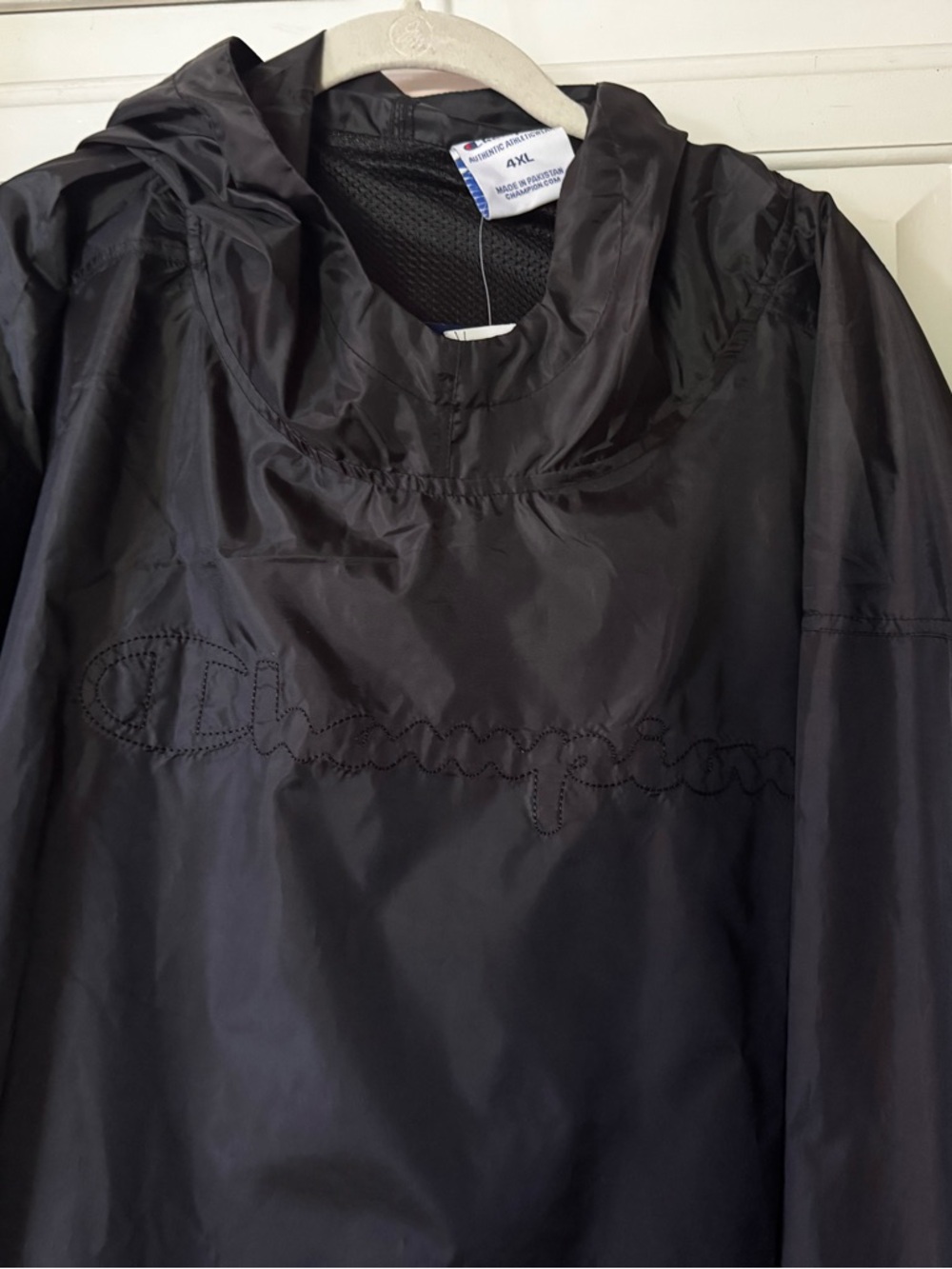 NWT Champion Men's Big & Tall Anorak Jacket Black 4XL Wind Rain Embroidered - Picture 3 of 13